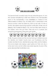 English Worksheet: soccer game