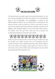 English worksheet: soccer game