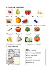 English Worksheet: fruit and vegetables, food
