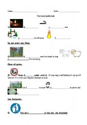 English worksheet: The Countryside Code In Pictures