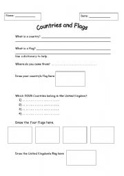 English Worksheet: Countries and Flags