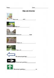 English Worksheet: Introducing Maps, Roads and Directions