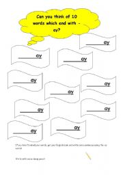 English worksheet: ay words