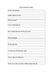 English Worksheet: Find Someone Who Jobs