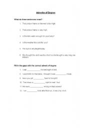 English Worksheet: Adverbs of Degree Worksheet