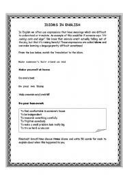 English worksheet: Idioms