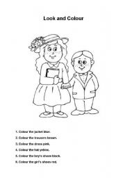 English Worksheet: Colours - Clothes