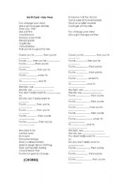 English Worksheet: Song Lyrics : Hot N Cold - Katy Perry