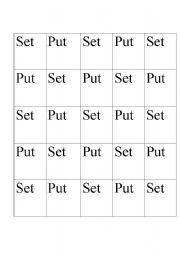 English Worksheet: Phrasal Verb  card game Put -Set