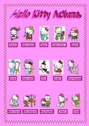 English Worksheet: Hello kitty Actions