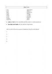 English Worksheet: State Verbs