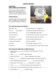 English Worksheet: Slang, swearing and colloquialisms. Language terms using Piss.