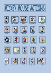 English Worksheet: Mickey Mouse Actions