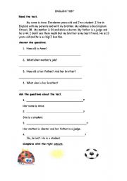 English worksheet: Elementary English test