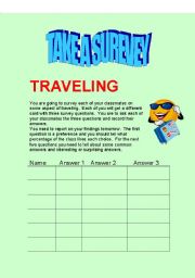 English Worksheet: TRAVEL SURVEY FORMS -Part Two