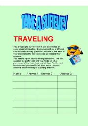 English worksheet: TRAVEL SURVEY FORMS -Part Two