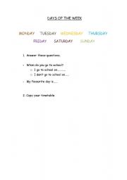 English worksheet: Days of the week