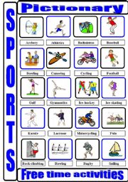 English Worksheet: Sports_pictionary_1 ( coloured and black & white versions). 