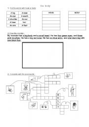 English Worksheet: Body, head, draw a monster