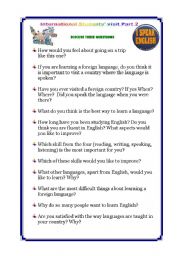 English worksheet: STUDENTS VISIT PART 2