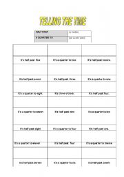 English Worksheet: telling the time