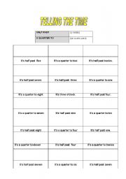 English worksheet: telling the time