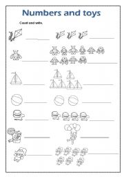 English Worksheet: Numbers and toys