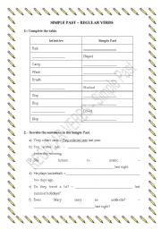 English Worksheet: Regular Verbs - Simple past
