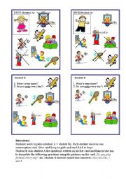 English Worksheet: speaking  cards - Present Simple