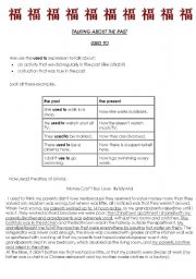 English Worksheet: Talking about the past: USED TO