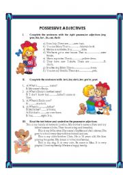 English Worksheet: Possessive Adjectives 