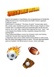 English Worksheet: sports in great britain