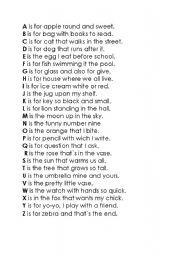 English Worksheet: Alphabet in rhymes