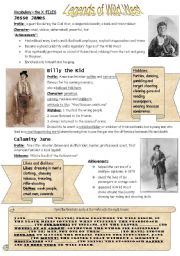English Worksheet: Legends of Wild West - part 1 - exercises