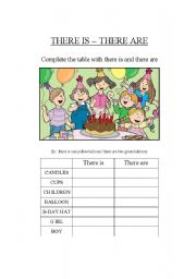 English Worksheet: There is - There are