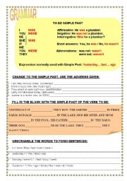 English Worksheet: SIMPLE PAST TO BE