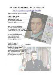 English worksheet: LISTENING : Elvis Presley - return to sender