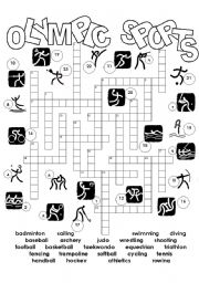 English Worksheet: Olympic Sports Crossword