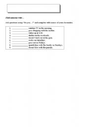 English Worksheet: Find someone who... simple present - everyday habits