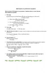 English worksheet: Mistakes in question making 