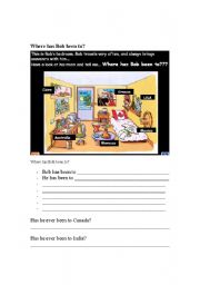 English Worksheet: Where has Bob been to?