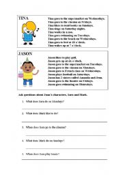 Daily activities & days of the week - conversation worksheet