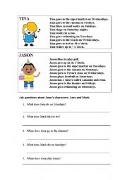 English Worksheet: Daily activities & days of the week - conversation worksheet