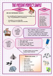 English Worksheet: The Present Perfect Simple (study box and practice)