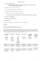 English worksheet: reported speech for lesson presentation