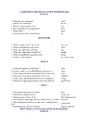 English worksheet: Mastermind Questions 