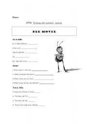 English Worksheet: DVD Session Bee Movie