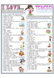 English Worksheet: I LOVE ... TESTS 