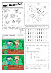 English Worksheet: Mini Beast Fun Worksheet