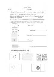 English worksheet: COUNTRIES AND NATIONALITIES